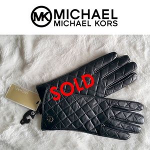 NEW XL Black Leather Michael Kors MK Logo Gloves